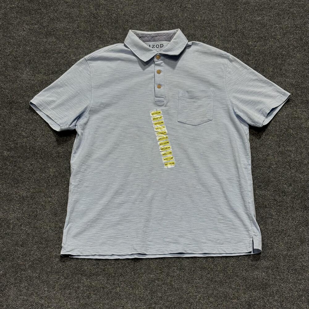 IZOD Polo Shirt Mens Large Light Blue Pocket Classic Cotton Casual Short Sleeve